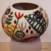 Wet-felted botanical-themed large vessel.