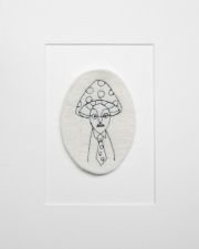 Mushroom Man :: Machine-stitched Portrait on Felt