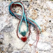 Felted Rope-Style Necklace with Heart Bead