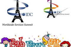 IDC conference logo (2 versions; top) and logo for women's fitness website (bottom)
