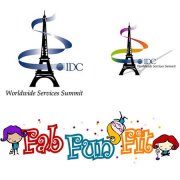 IDC conference logo (2 versions; top) and logo for women's fitness website (bottom)